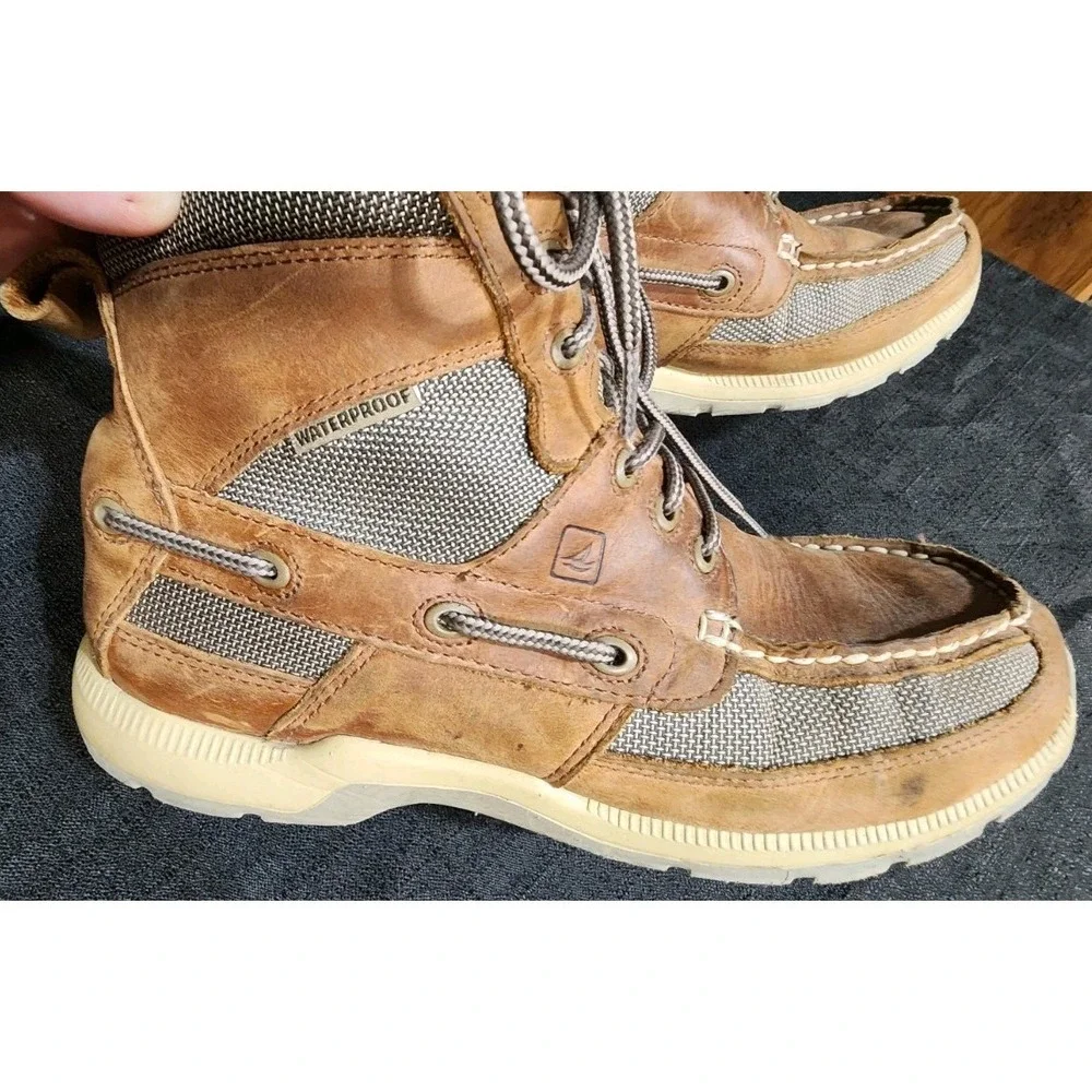 Sperry Waterproof Boat Shoes Men's Size 10M High Top Boots Brown Outdoors‎ EUC